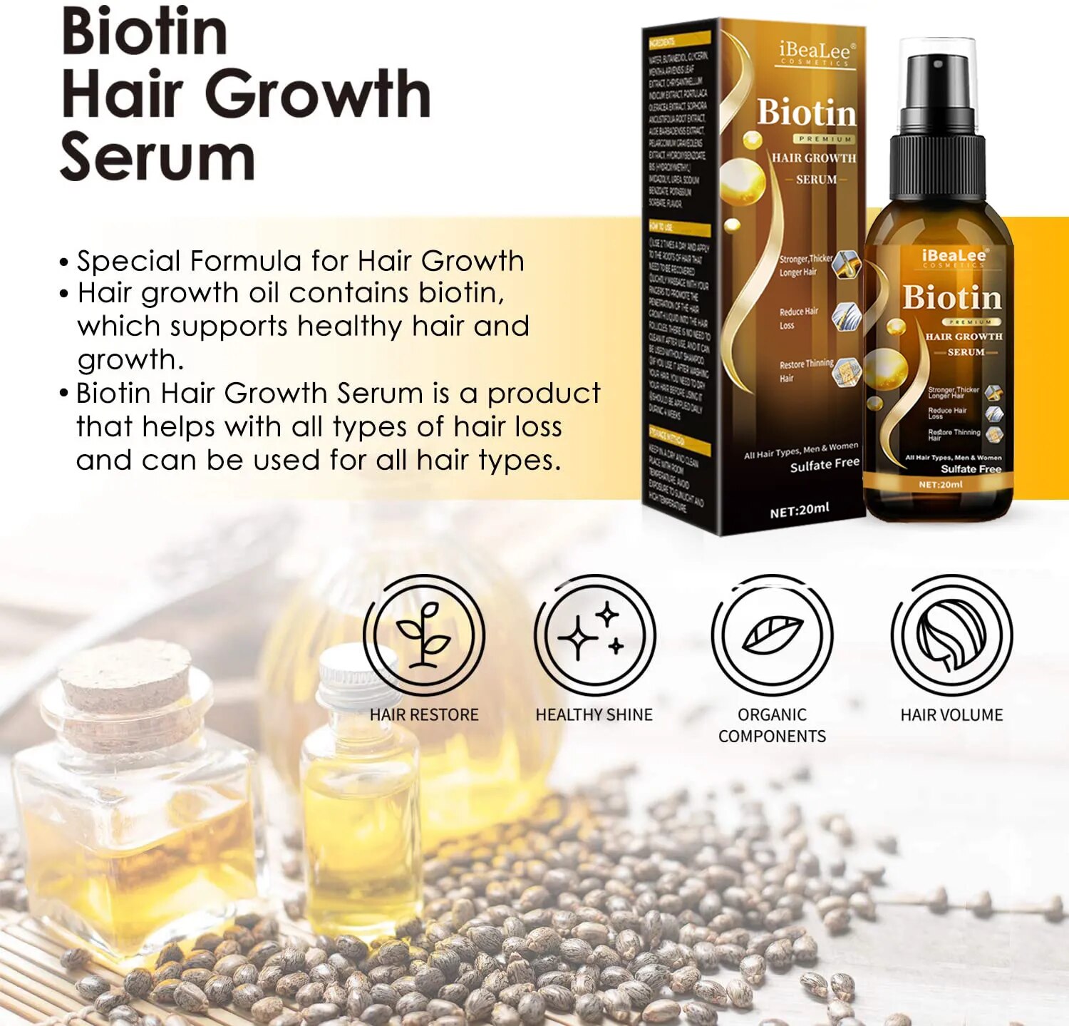 iBeaLee Hair Growth Products Biotin Anti Hair Loss Spray Scalp ...